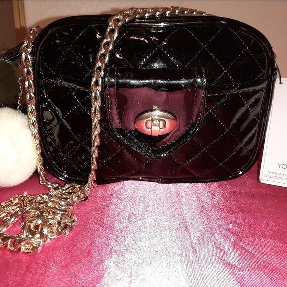 NWT Ariana Grande shiny black purse - Picture 1 of 10